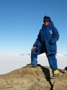 Bernadette in Antarctica on her 59th birthday. Photo credit: David Trubridge 