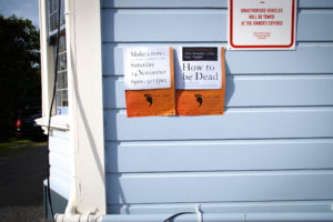 Chris Tsepic's notice at 2015 LitCrawl. Photo credit: Matt Bialostocki